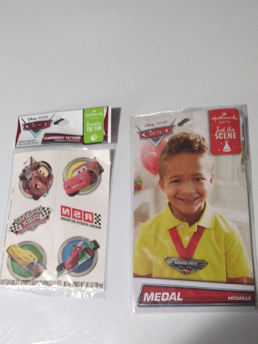 Hallmark Disney Pixar Cars Medal & Tattoos Set - Yellow/Red